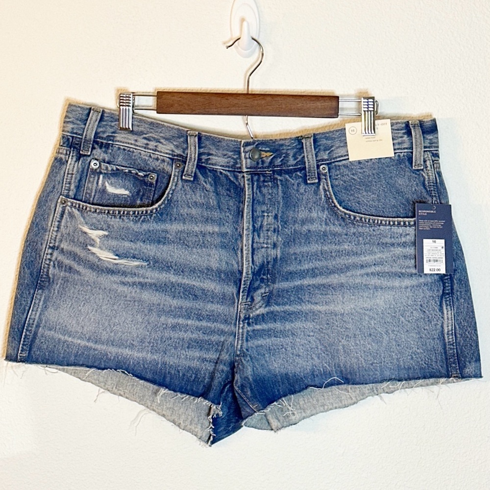 Universal Thread Distressed High Waist Mini Cut-Off Denim Shorts Size 16